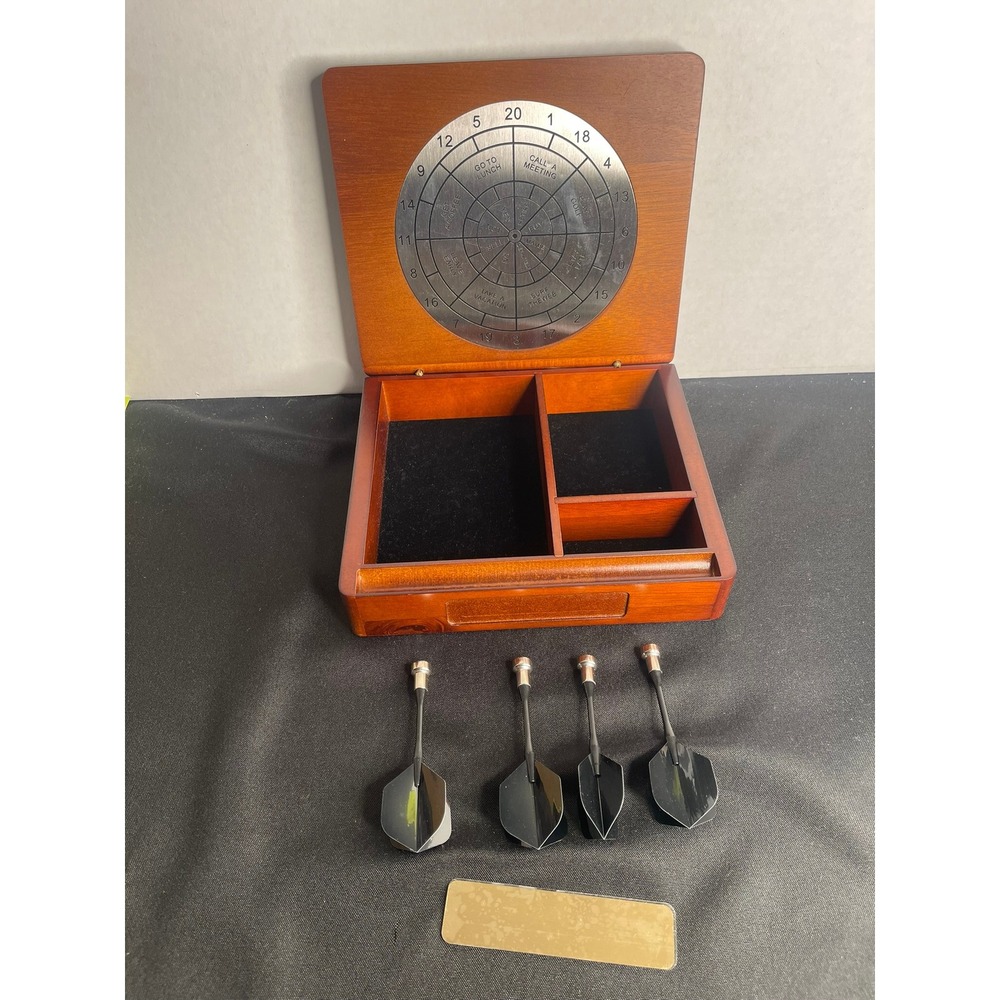 Wooden Dart Board Game‎ Box Organizer with Darts and Decision Maker